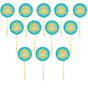 Imagem de Kit 12 Picks Decorativos Arranjo Flor Madeira Realize Sonhos