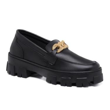 Imagem de Mocassim Blogueira Feminino Sola Tratorada Oxford - Use Mais, Preto me