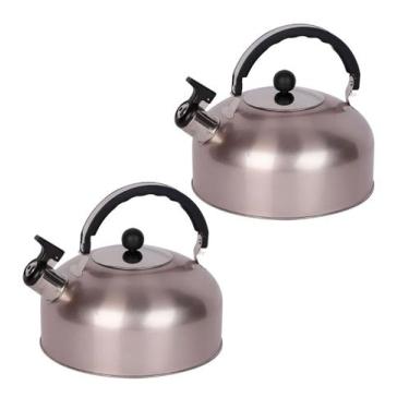 Imagem de 2un Chaleira Apito Inox Bule 2,5L Ferver Água Cor Champagne - Wellmix