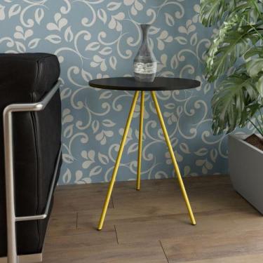 Imagem de Mesa Lateral Gabriela Wood Preto e Amarelo - ASTURIAS