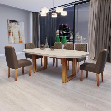 Imagem de Sala de Jantar 196x90 Karen MDF/Vidro 6 Cadeiras Bom Pastor