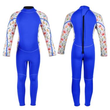 Imagem de DEHAI Roupa de mergulho infantil, meninos, meninas, jovens, 3 mm, neoprene, roupa de banho com zíper frontal, térmico, corpo inteiro, em água fria, quente para natação, mergulho, surfe