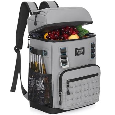 Imagem de Mochila térmica com 2 compartimentos isolados à prova de vazamento, bolsa térmica impermeável para caminhadas, churrasco, acampamento, piquenique, pesca (25L, 36 latas, verde)