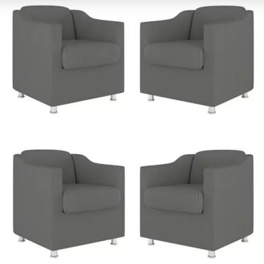 Imagem de Kit 4 Poltronas Bia Decorativa Reforçada Recepção Clinica Salão Sala De Estar Suede