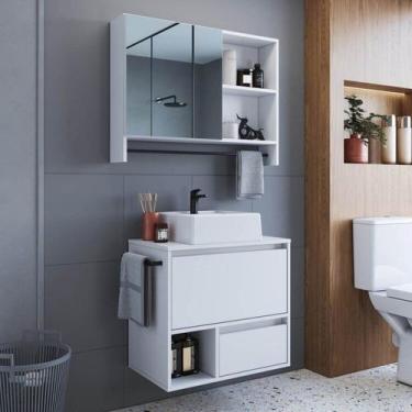 Imagem de Conjunto para Banheiro Gabinete Suspenso 60cm com Toalheiro Cuba e Esp