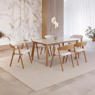 Imagem de Conjunto Sala de Jantar com Tampo de Vidro Monalisa 6 Cadeiras Gaia Es