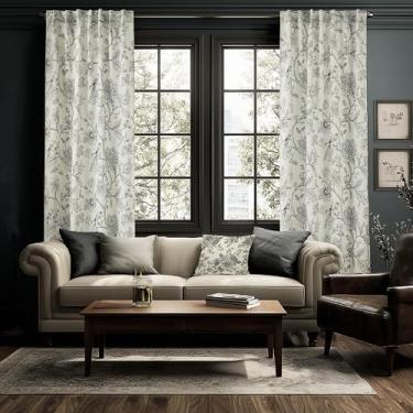 Imagem de Cortinas de casa de fazenda cor creme para portas de vidro deslizantes, semiblackout contemporâneo, monocromático, estampado, dois tons, 2 m, 2 m, cortinas do chão ao teto, 2 painéis, conjunto de 2