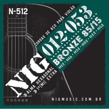 Imagem de Encordoamento para violão aço 012 bronze 85/15 nig n-512