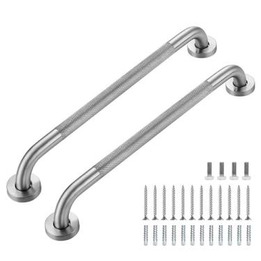 Imagem de Barras de apoio para chuveiro, pacote com 2 alças antiderrapantes de 50 cm para idosos, barras de apoio para deficientes de aço inoxidável para banheiro, vaso sanitário (níquel escovado, 2,5 cm de