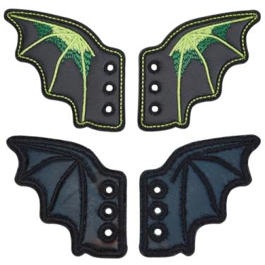 Imagem de DELORIGIN 2 pares de sapatos de asa de morcego decoração de sapatos de couro com asas de morcego acessórios para bricolage botas artesanais patins tênis tênis de corrida lona Roller Derby Halloween