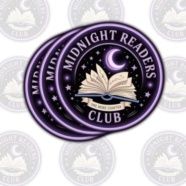 Imagem de Adesivo de 3 peças Midnight Readers Club – Decalque de vinil estético aconchegante para laptop, garrafa de água, Kindle, caderno – presente para leitores noturnos, amantes de livros – 7,6 cm