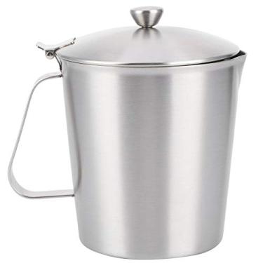 Imagem de Jarra de espuma de café e leite, jarro de cappuccino espesso de aço inoxidável copo medidor com tampa de escama bico de águia jarra de leite barista com tampa para latte art (#3)