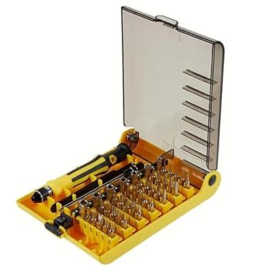 Imagem de Kit de Chaves de Precisão 45 em 1 Conjunto de Ferramentas com Estojo Amarelo Ideal Para Reparos em Notebooks Celulares Laptops Iphones Hardware Produtos Eletrônicos