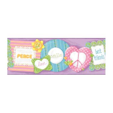 Imagem de York Wallcoverings Friends Forever JE3594BD Moldura perfeita para papel de parede pré-colada, fundo roxo