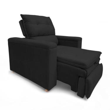 Imagem de Poltrona Cadeira do Papai Reclinável Retrátil Onix Suede Preto - Loja 