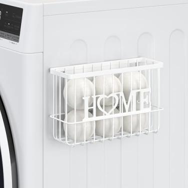 Imagem de Suporte de bola de secador, armazenamento magnético Thipoten para lavanderia, economia de espaço perfeita para segurar bolas de secadora de vários tamanhos (branca)