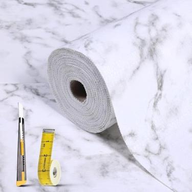 Imagem de Kimhan Forro De Gaveta E Prateleira Para Armário Cozinha: 12 Pol X 40 Pés, Papel Adesivo Antiderrapante À Prova D'Água, Revestimento Geladeira, Mármore Branco, Fácil Usar No Banheiro Com Faca Fita M