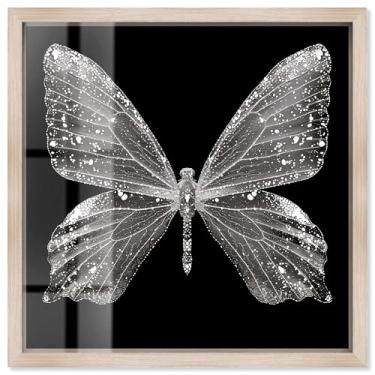 Imagem de Art Remedy Stardust Wings II Shadowbox Print Butterfly Art, Moldura loira, 40,6 x 40,6 cm