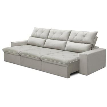 Imagem de Sofá Retratil e Reclinável com Molas Ensacadas 230cm Muriel Cinza Clar