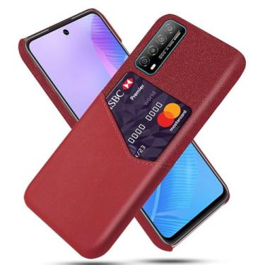 Imagem de Capa para Huawei Enjoy Y20 SE,Anti-deslizamento,Proteção contra quedas de 360°,Resistência à impressão digital,Tela e caso de couro PU com 1 slot de cartão atrás-Red