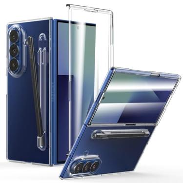 Imagem de Foluu Capa Slim Fit para Samsung Galaxy Z Fold 7 com suporte para caneta e protetor de tela frontal embutido, capa protetora à prova de choque para Samsung Galaxy Z Fold7 5G 2025 (transparente)