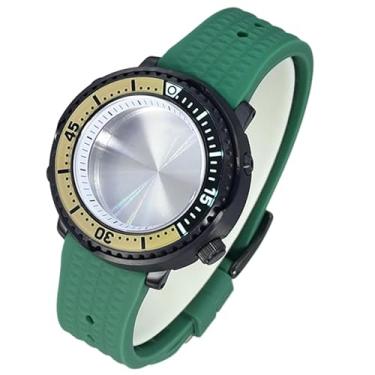 Imagem de FEIYASHI Caixa de relógio preta enlatada tartaruga de atum vidro de cristal de safira para NH34 NH35 NH36 movimento 100 m à prova d'água, Movimento 4 nh35 + anel branco, Caixa de relógio de luxo