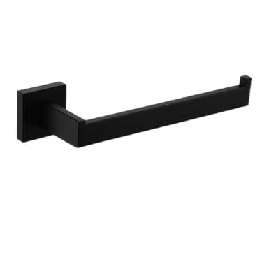 Imagem de Conjunto de acessórios para banheiro preto fosco com prateleira de parede, suporte para rolo de papel higiênico, gancho para roupão, suporte para toalhas, anel - Hardware completo para banheiro (