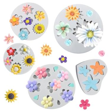 Imagem de MEMOVAN Molde de silicone de margarida molde de vela de silicone para flores fondant molde de resina de argila de polímero molde de sabão cubo de gelo moldes de gelatina flores 3D molde de vela para