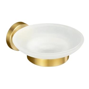 Imagem de Conjunto de banheiro em aço inoxidável dourado escovado - Suporte para toalhas de parede, suporte para papel higiênico, acessórios de qualidade para banheira e lava-louças (saboneteira)