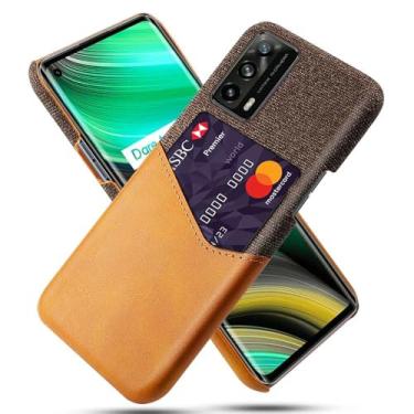 Imagem de Capa para OPPO Realme X7 Pro Ulrta,Anti-deslizamento,Proteção contra quedas de 360°,Resistência à impressão digital,Tela e caso de couro PU com 1 slot de cartão atrás-Brown