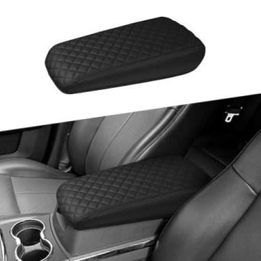 Imagem de DEYTOP Capa de console central para Dodge Charger 2008-2010 acessórios capa de apoio de braço para Chrysler 300 2008 2009 2010 acessórios protetor de apoio de braço de couro antiarranhões (preto com