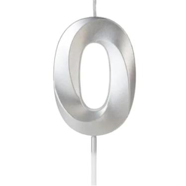 Imagem de Vela de Aniversario Design Prata Perolizada (Numero 0)