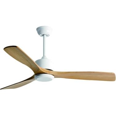 Imagem de Ventilador De Teto De 52 Polegadas, 3 Pás De Ventilador De Madeira Esculpida, Motor Dc Reversível Silencioso, Ventilador De Teto Contemporâneo De Controle Remot, Original Wood Colour, 52in