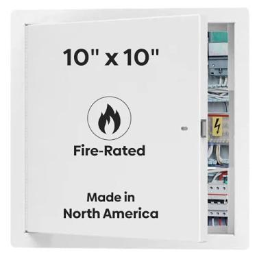 Imagem de Melhor painel de acesso de metal não isolado de 25,4 cm x 25,4 cm com flange, porta de acesso de aço laminado a frio calibre 16 em conformidade com LEED, painel de drywall autotravante para paredes