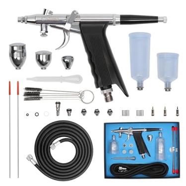 Imagem de Colima Kit de aerógrafo profissional de ação dupla com 3 tamanhos de bocal (0,3 mm/0,5 mm/0,8 mm) e 5 copos de tinta (2cc-40cc) perfeito para tatuagem, maquiagem, arte de unhas, pintura de modelos