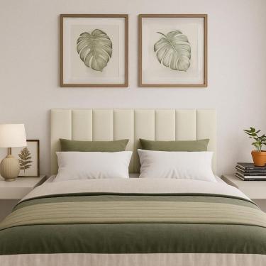 Imagem de Kit 8 Módulos Maya Adesivos de Parede 45x20 Cor Off White Compativel Com Cama Box Queen 1.58