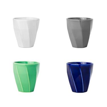 Imagem de Conjunto 4 Copos Cerâmicos Louça 260ml Design Moderno, Ideal para Café, Chá, Bebidas Quentes, Porta Objetos e Escovas - E-FCS Store (Colorido3)