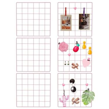 Imagem de PATIKIL Painel de grade de parede de 30,5 x 30,5 cm, pacote com 6, painel de grade de arame, placa de prateleira de metal para fotos, organizador de fotos, quadro de anotações de tela para exibição de