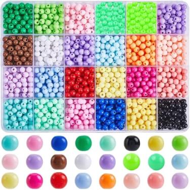Imagem de SOFPLATE 1 caixa, 1680 peças, 24 cores, contas redondas coloridas, contas pastel, 6 mm, plástico opaco, arco-íris, chiclete, grosso, redondo, liso, atacado, contas de acrílico para fazer joias,