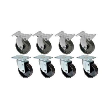 Imagem de Kit 8 un roda rodízio fixo e giratório polipropileno 3 pol - AJAX