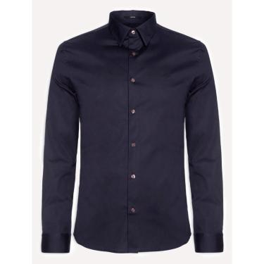 Imagem de Camisa Ellus Masculina Tricoline Slim New Irish Azul Marinho-Masculino