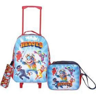 Imagem de Mochila com rodinha heroes kit c/3 pecas (s) - RIO DE OURO