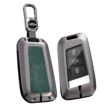 Imagem de ontto Capa para chave de carro com chaveiro adequada para Skoda Kodiaq Superb A7 2015-up, moldura de metal, capa protetora de couro com capa frontal de TPU transparente adequada para Tiguan