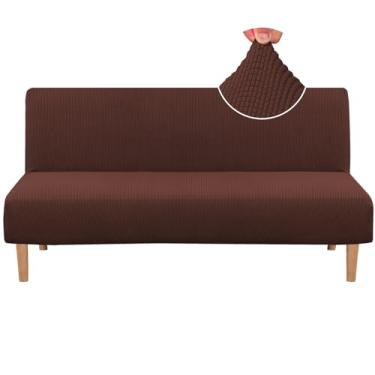 Imagem de H.VERSAILTEX Capa protetora elástica para futon sem braços para sofá-cama, com textura rica, alto elastano, tecido jacquard, tecido jacquard, lavável na máquina, tijolo queimado