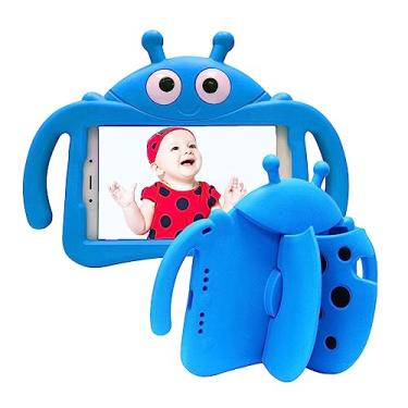 Imagem de Tading Capa infantil para Samsung Galaxy Tab A7 Lite [design joaninha], desenho 3D, espuma vinílica acetinada, macia, à prova de choque, com suporte para tablet Samsung Galaxy Tab A7 Lite de 8,7