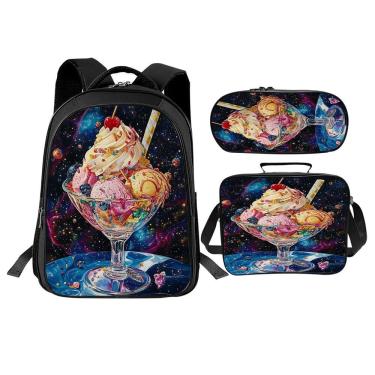 Imagem de Conjunto de mochilas Trimety Ice Cream, sacolas escolares de 3 peças com lancheira