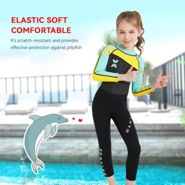Imagem de XCPHGFM Roupa de mergulho infantil de neoprene, peça única, proteção solar para surf, mergulho, natação, barco no inverno