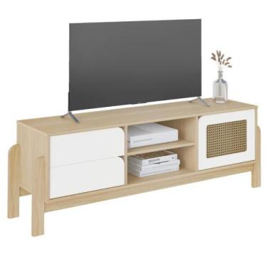 Imagem de Rack para TVs 65' com 2 Gavetas Itambé Naturale Branco - CasaH