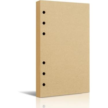 Imagem de Refil de papel Kraft A6, 6 furos (120 gsm), papel em branco para caderno pequeno A6, agenda, fichário pessoal, 90 folhas, 10 x 17 cm