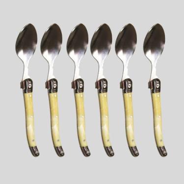 Imagem de Jogo De Colheres Laguiole Para Sobremesa 6 Artigos Em Bandeja De Madei